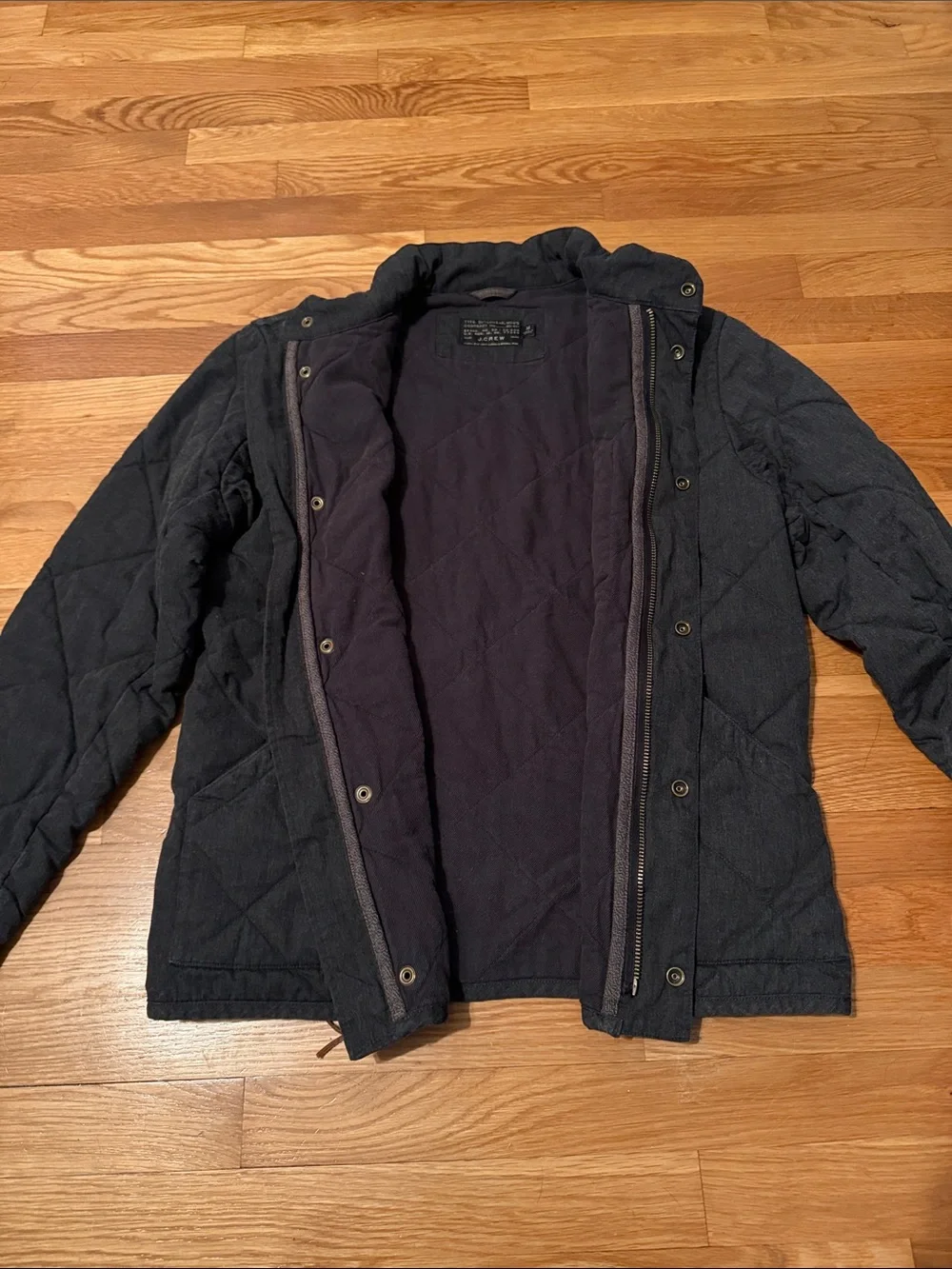 J. Crew Sussex Quilted Jacket Coat Primaloft size medium dark gray